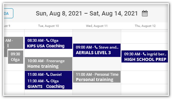 gymnastics studio online scheduler