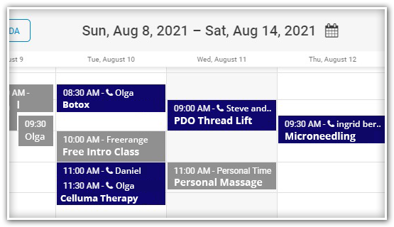Medical Spa online scheduler
